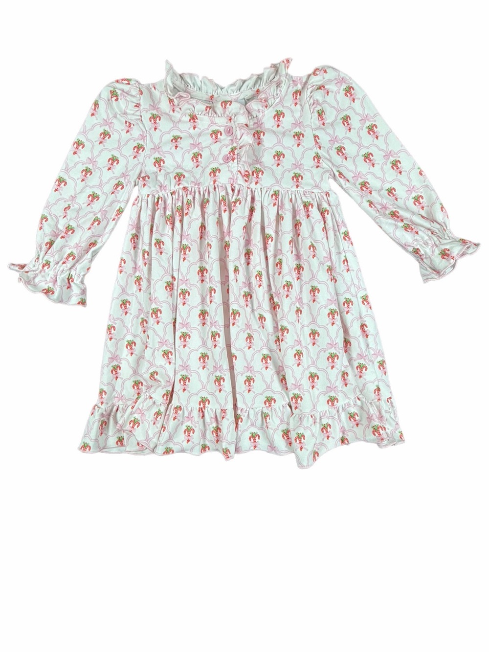 SWOON BABY Candy Cane and Bows Christmas Butterknit Night Dress- 3T